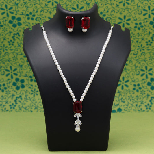 Maroon Color Stone Necklace Set (STN217MRN)