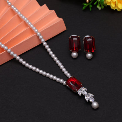 Maroon Color Stone Necklace Set (STN217MRN)