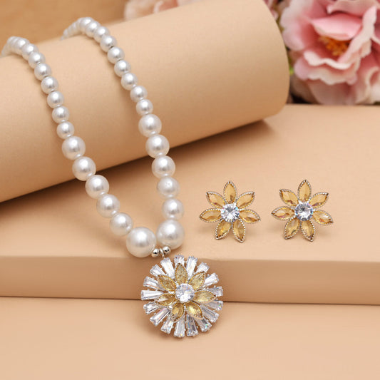 Yellow Color Stone Necklace Set (STN222YLW) - Preyans.com