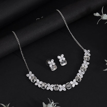 White Color Stone Necklace Set (STN232WHT) - Preyans.com