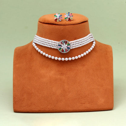 Multi Color Choker Stone Necklace Set (STN238MLT) - Preyans.com