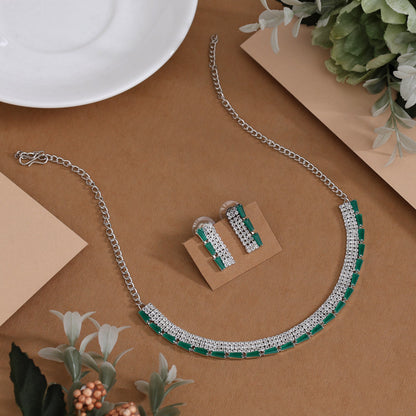 Green Color Stone Necklace Set (STN239GRN) - Preyans.com