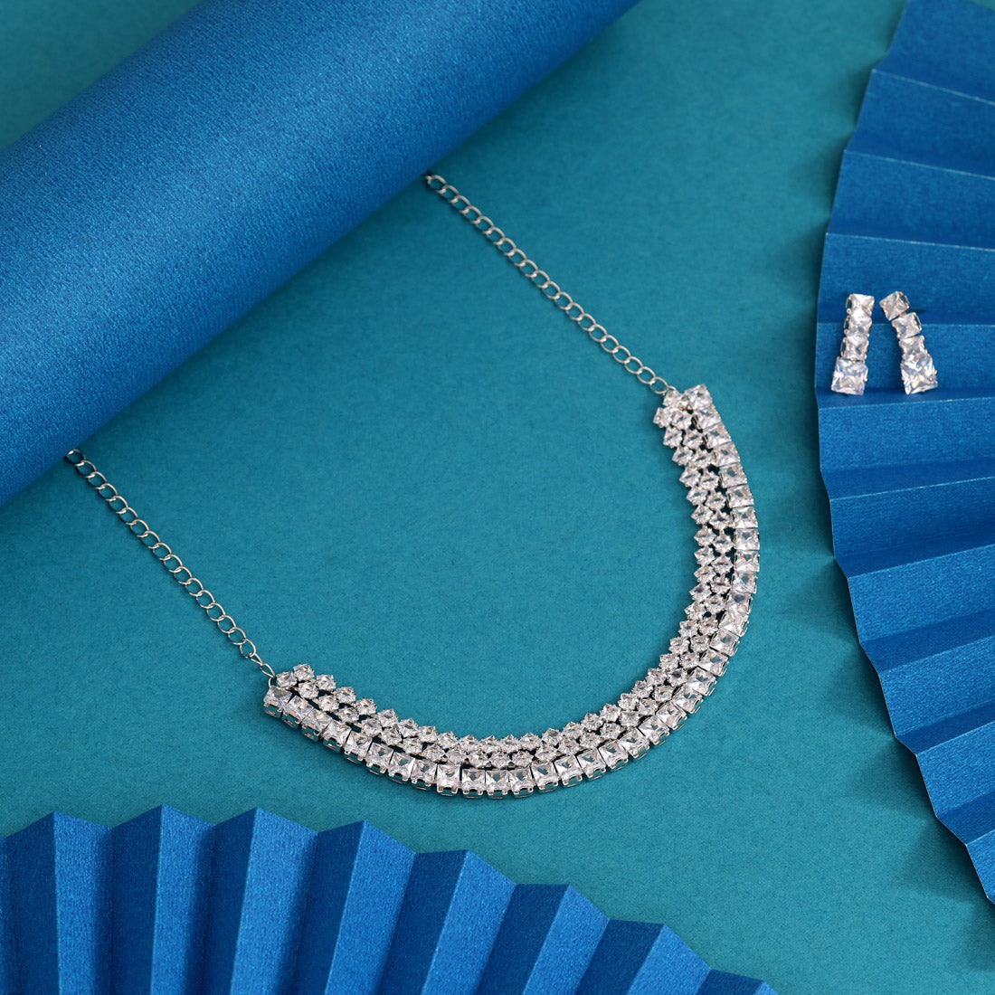 White Color Stone Necklace Set (STN241WHT) - Preyans.com