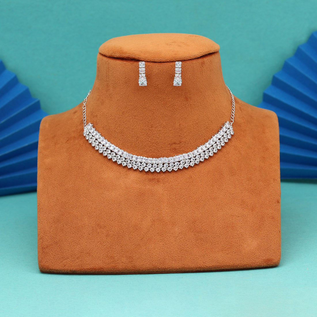 White Color Stone Necklace Set (STN241WHT) - Preyans.com