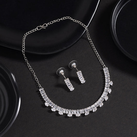White Color Stone Necklace Set - Preyans.com
