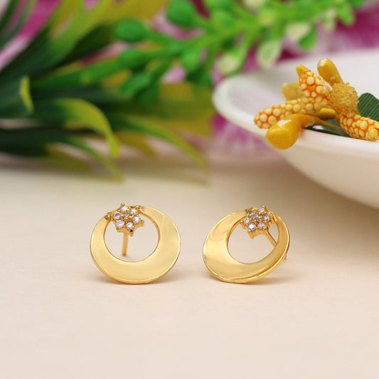 Stud Gold Plated Earrings (STUD200GLD) - Preyans.com