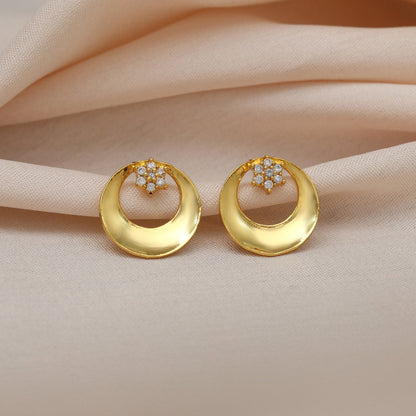 Stud Gold Plated Earrings (STUD200GLD) - Preyans.com