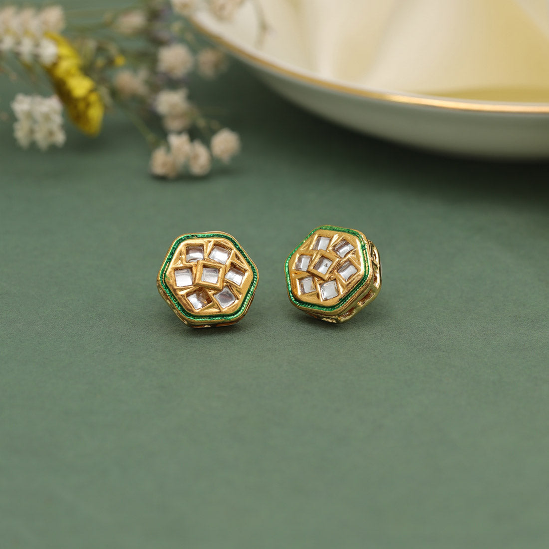 White Color Stud Earrings (STUD214WHT) - preyans.com