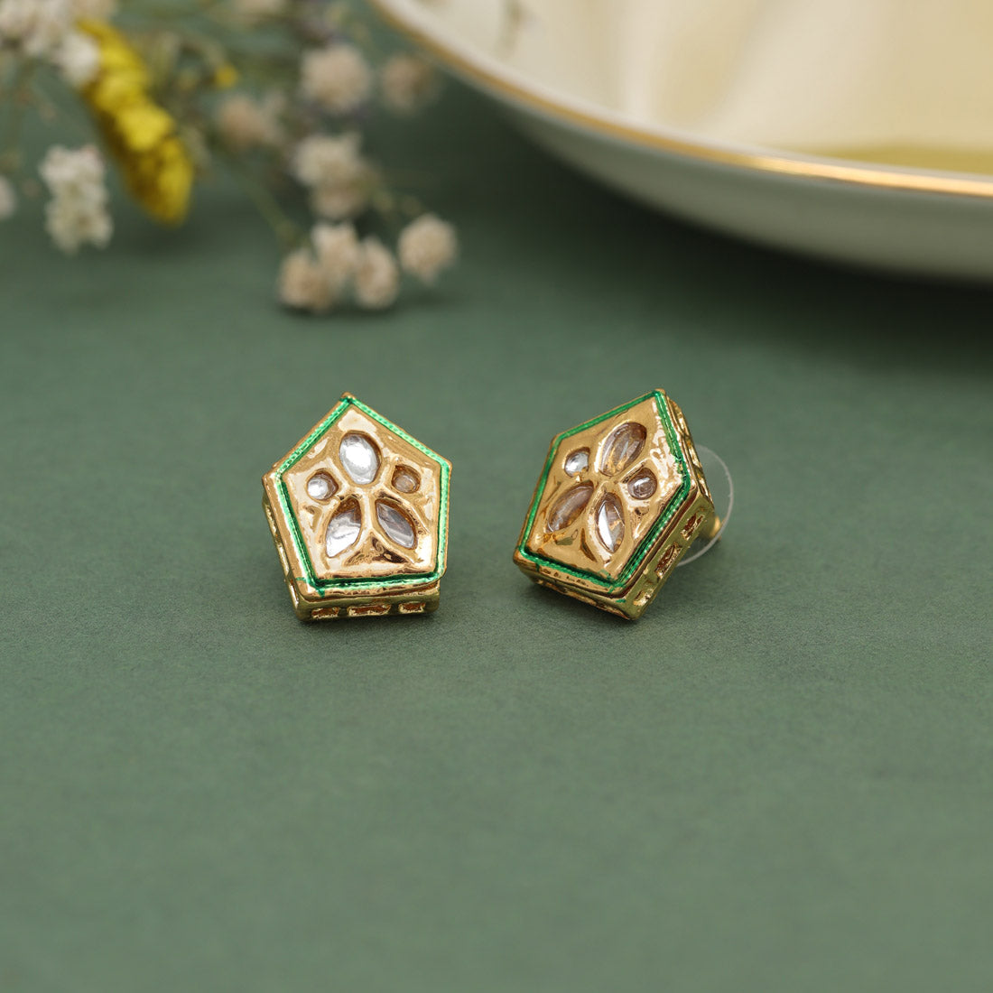 White Color Stud Earrings (STUD217WHT) - preyans.com