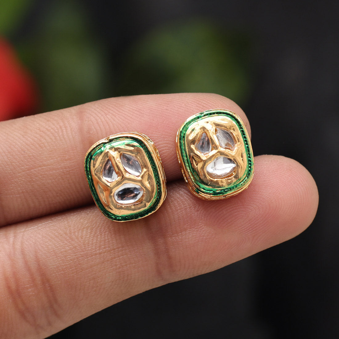 White Color Stud Earrings (STUD218WHT) - preyans.com