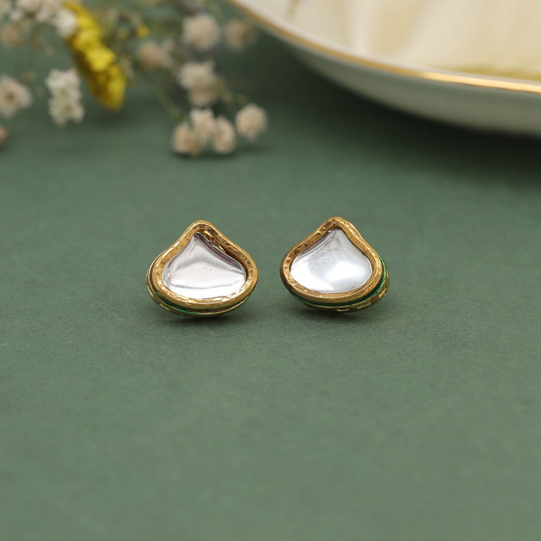 White Color Stud Earrings (STUD220WHT) - preyans.com