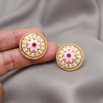 Pink Color Stud Earrings (STUD227PNK) - Preyans.com