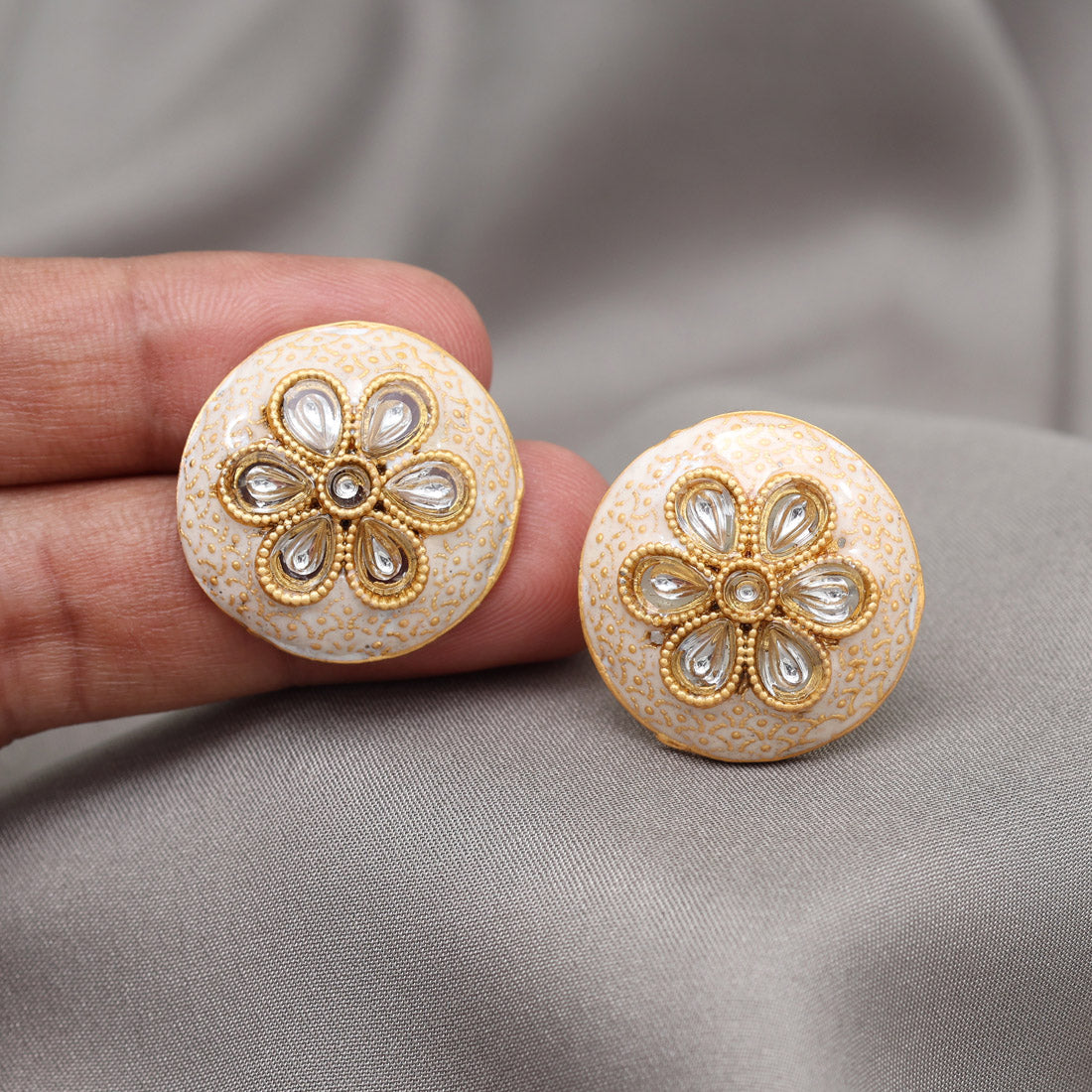 Gold Color Stud Earrings (STUD228GLD) - Preyans.com