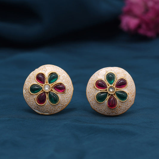 Rani & Green Color Stud Earrings (STUD228RNIGRN) - Preyans.com