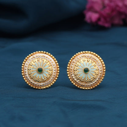 Green Color Stud Earrings (STUD229GRN) - Preyans.com