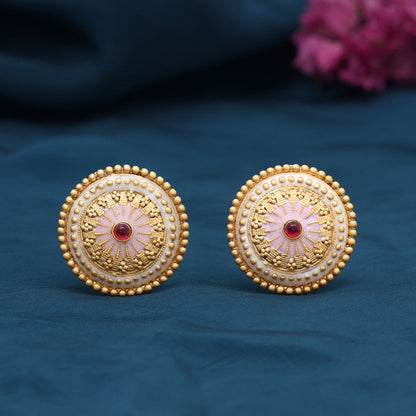 Pink Color Stud Earrings (STUD229PNK) - Preyans.com