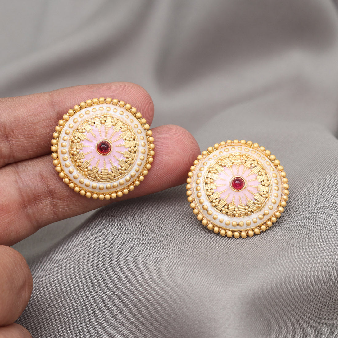 Pink Color Stud Earrings (STUD229PNK) - Preyans.com