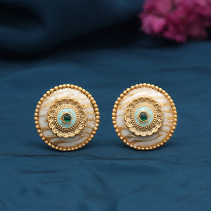 Green Color Stud Earrings (STUD230GRN) - Preyans.com