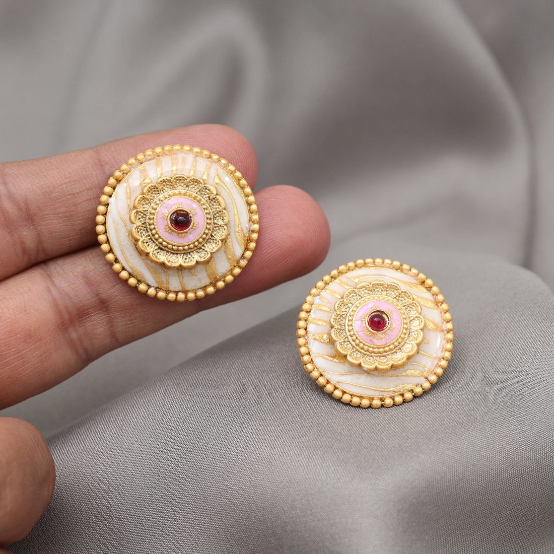 Pink Color Stud Earrings (STUD230PNK) - Preyans.com