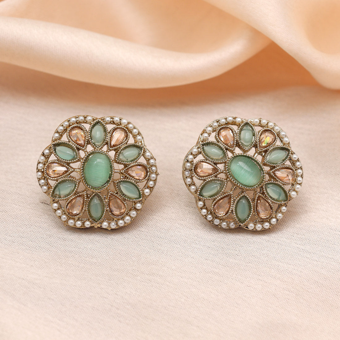 Zesty Pista Green Color Tops Stud Earrings - Preyans.com