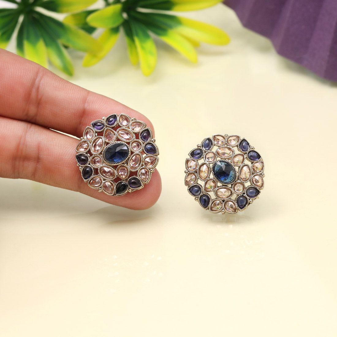 Deep Blue Color Tops Stud Earrings - Preyans.com