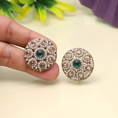 Aqua Firozi Color Tops Stud Earrings - Preyans.com