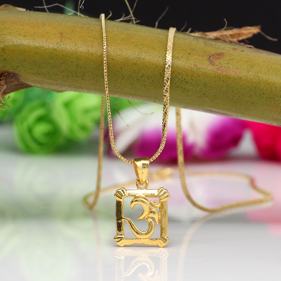 Gold Color Om Temple Locket (TL119GLD) - preyans.com