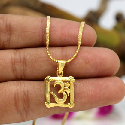 Gold Color Om Temple Locket (TL119GLD) - preyans.com