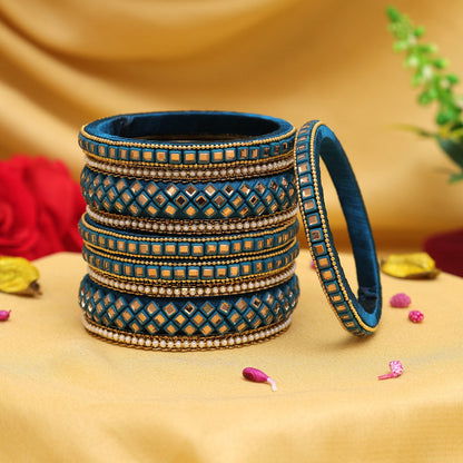 Rama Green Color 3 Set Of Thread Work Bangles Combo Size: 2.4, 2.6, 2.8 (TRB118CMB) - preyans.com