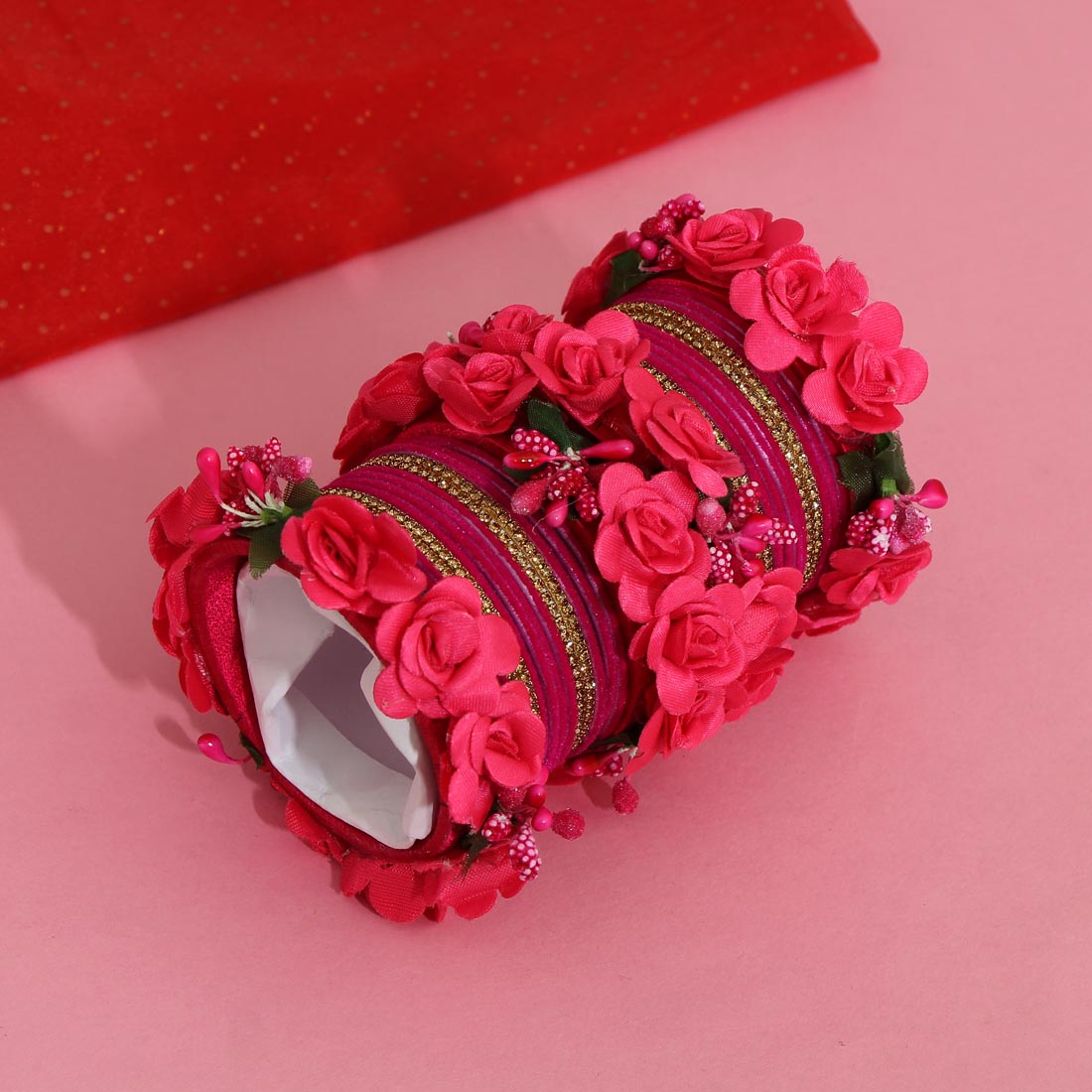 Rani Color Floral Bangles Set: 2.4 (TRB154RNI-2.4) - preyans.com