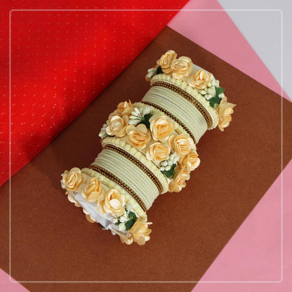 Off White Color Floral Bangles Set: 2.6 (TRB157OWHT-2.6) - preyans.com