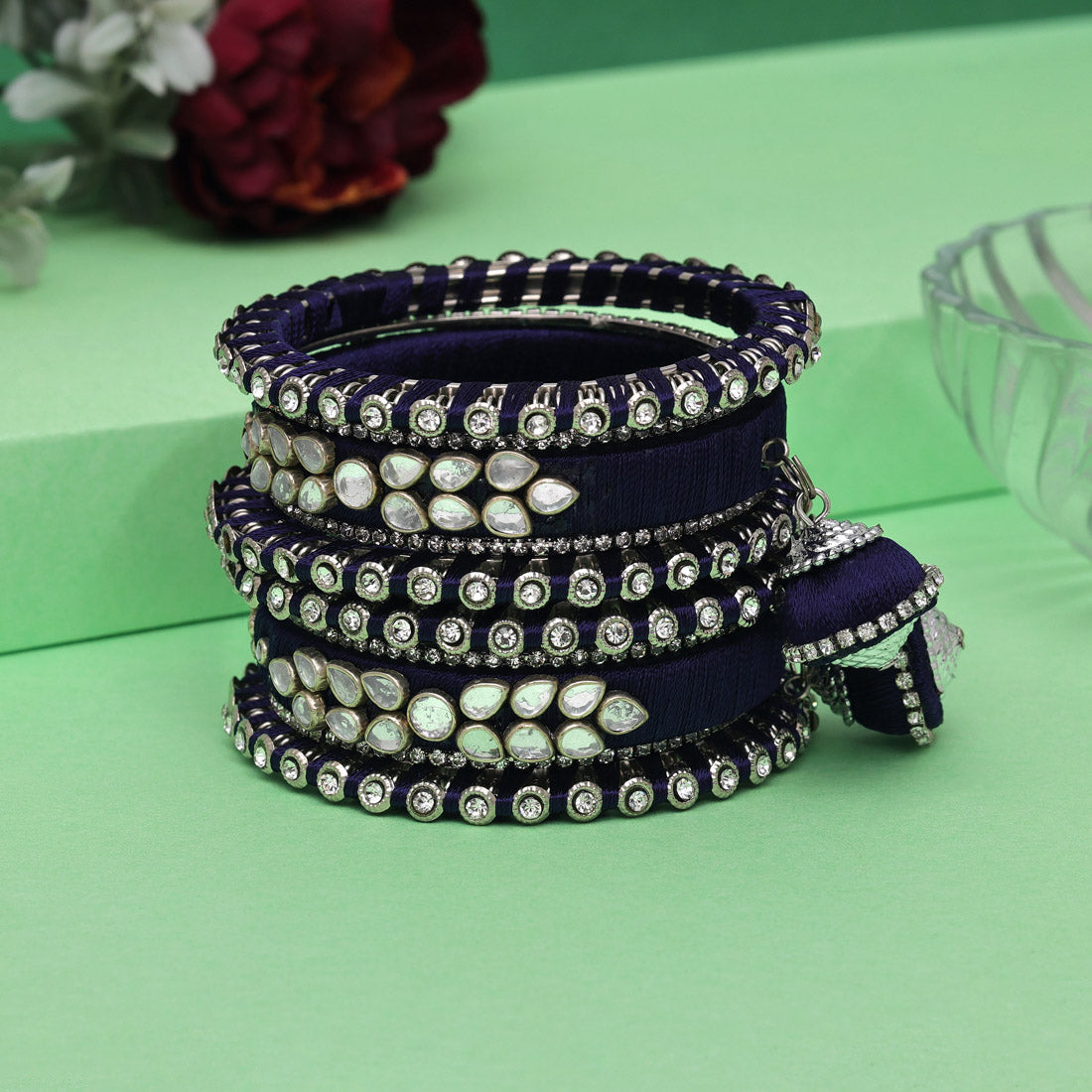 Blue Color Thread Bangle Set: 2.6 (TRB170BLU-2.6) - preyans.com