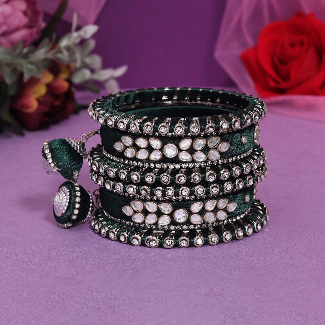 Green Color Thread Bangle Set: 2.4 (TRB170GRN-2.4) - preyans.com