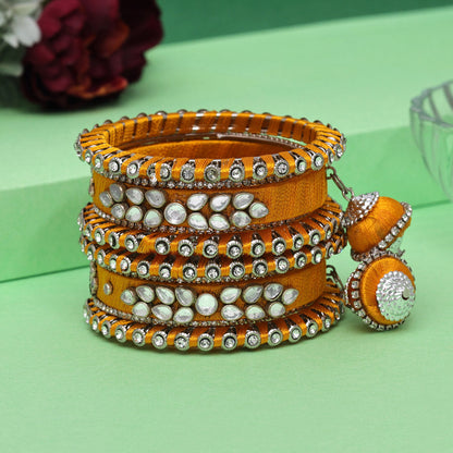 Yellow Color Thread Bangle Set: 2.8 (TRB170YLW-2.8) - preyans.com