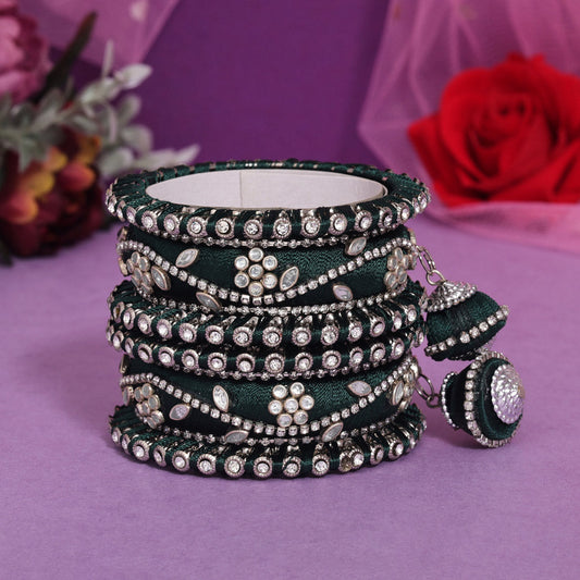 Green Color Thread Bangle Set: 2.4 (TRB171GRN-2.4) - preyans.com