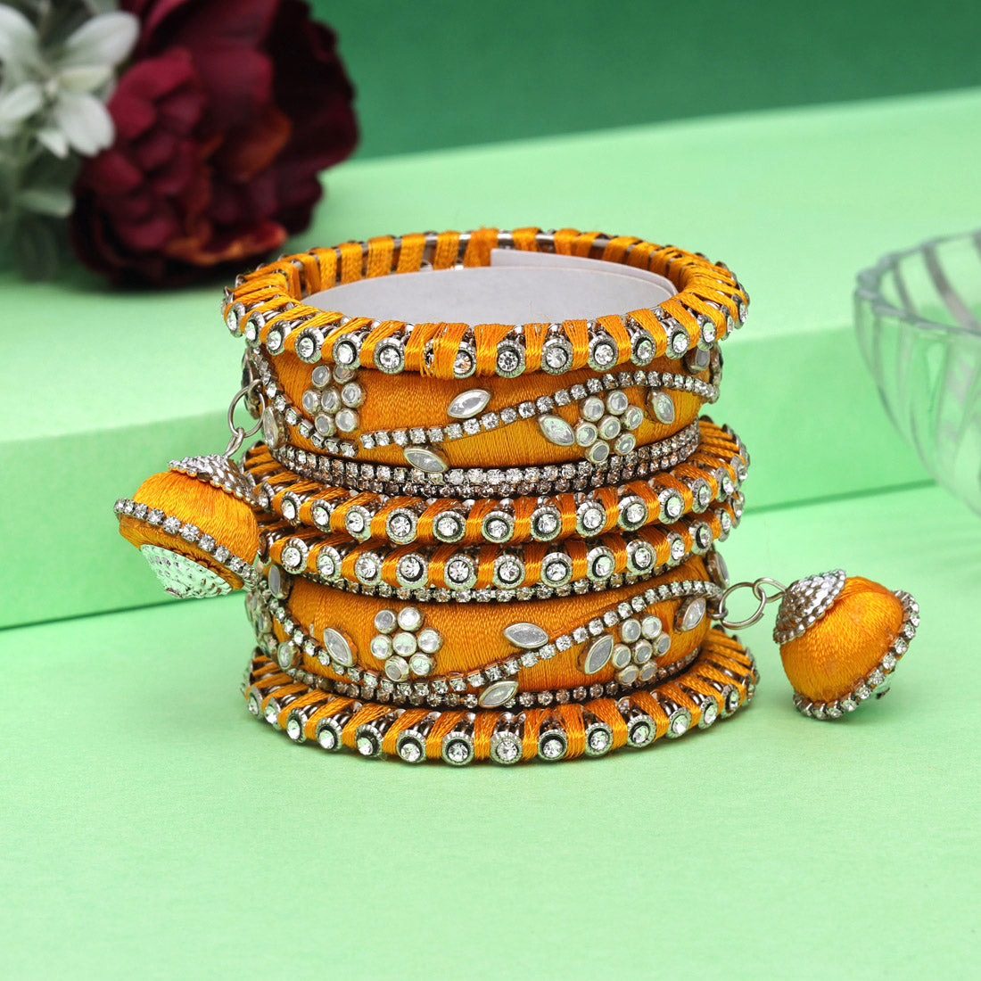 Yellow Color Thread Bangle Set: 2.6 (TRB171YLW-2.6) - preyans.com