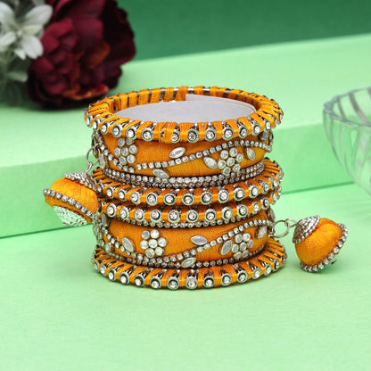 Yellow Color Thread Bangle Set: 2.6 (TRB171YLW-2.6) - preyans.com