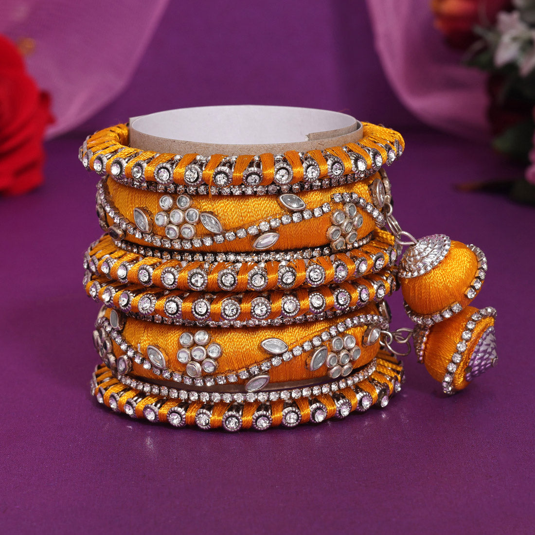 Yellow Color Thread Bangle Set: 2.6 (TRB171YLW-2.6) - preyans.com