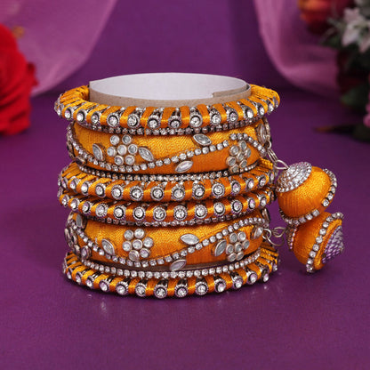 Yellow Color Thread Bangle Set: 2.6 (TRB171YLW-2.6) - preyans.com