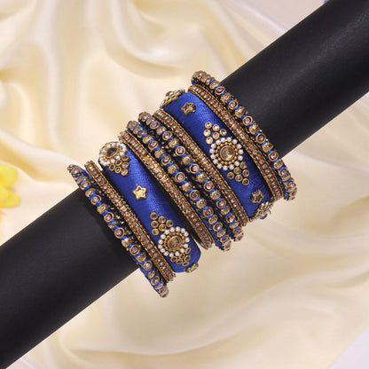 Blue Color Thread Bangle Set (TRB179BLU) - Preyans.com