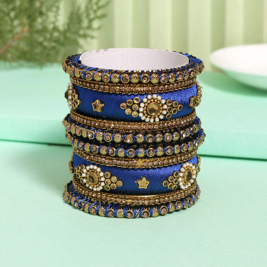 Blue Color Thread Bangle Set (TRB179BLU) Blue 2.4 - Preyans.com