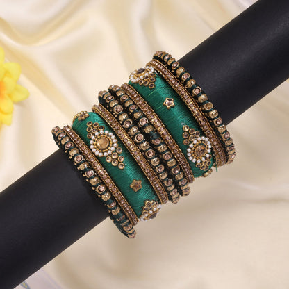 Green Color Thread Bangle Set (TRB179GRN) - Preyans.com