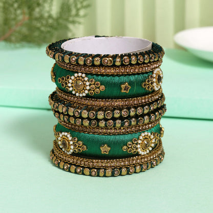 Green Color Thread Bangle Set (TRB179GRN) Green 2.4 - Preyans.com