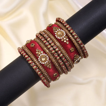 Maroon Color Thread Bangle Set (TRB179MRN) - Preyans.com