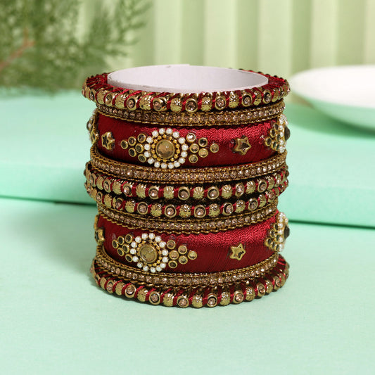 Maroon Color Thread Bangle Set (TRB179MRN) Maroon 2.4 - Preyans.com