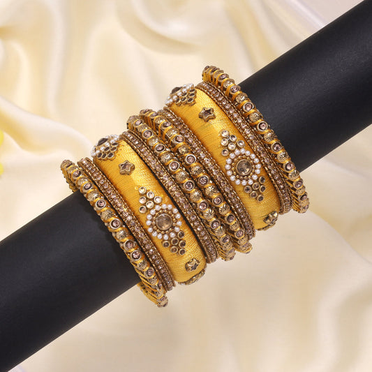 Mustard Yellow Color Thread Bangle Set (TRB179MYLW) - Preyans.com