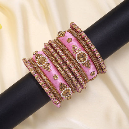 Pink Color Thread Bangle Set (TRB179PNK) - Preyans.com