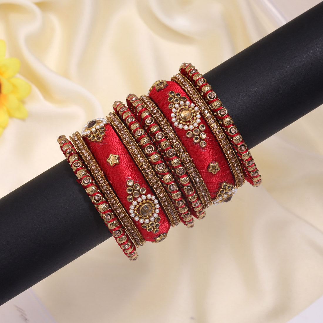 Red Color Thread Bangle Set (TRB179RED) - Preyans.com