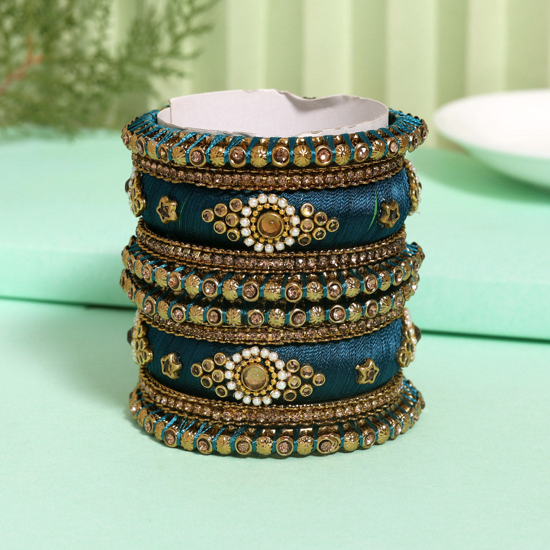 Rama Green Color Thread Bangle Set (TRB179RGRN) - Preyans.com