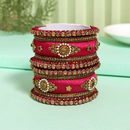 Rani Color Thread Bangle Set (TRB179RNI) Rani 2.4 - Preyans.com